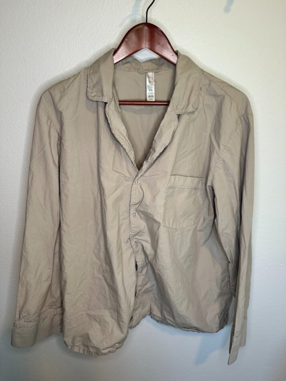 SKIMS 100% Cotton Poplin Gray Button-Up Sleep Shirt - Size L